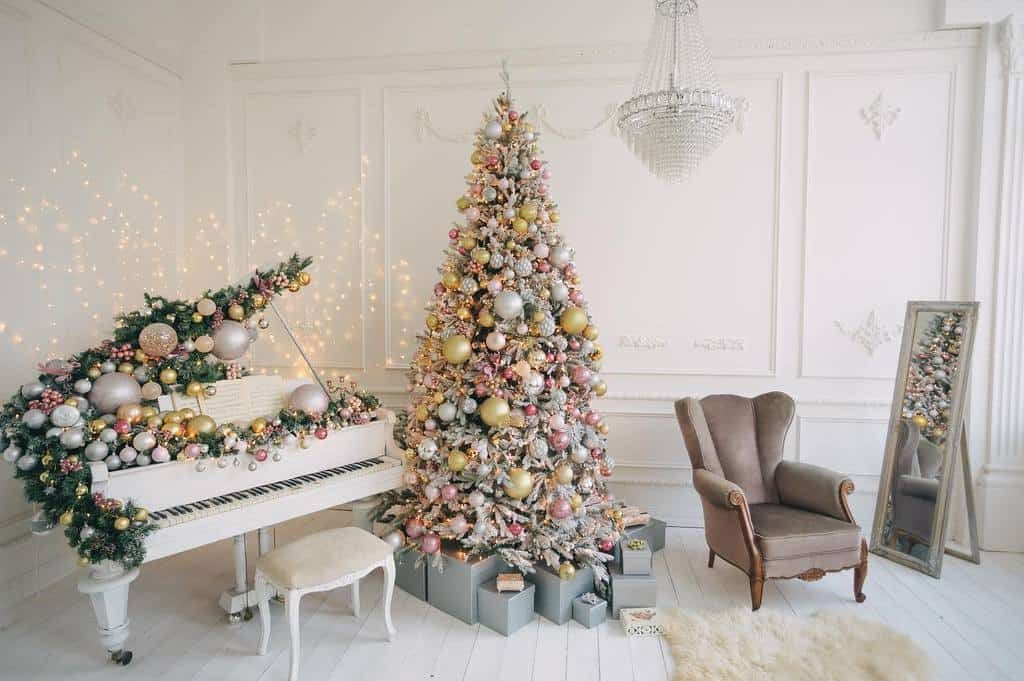 Rose gold and silver Christmas tree