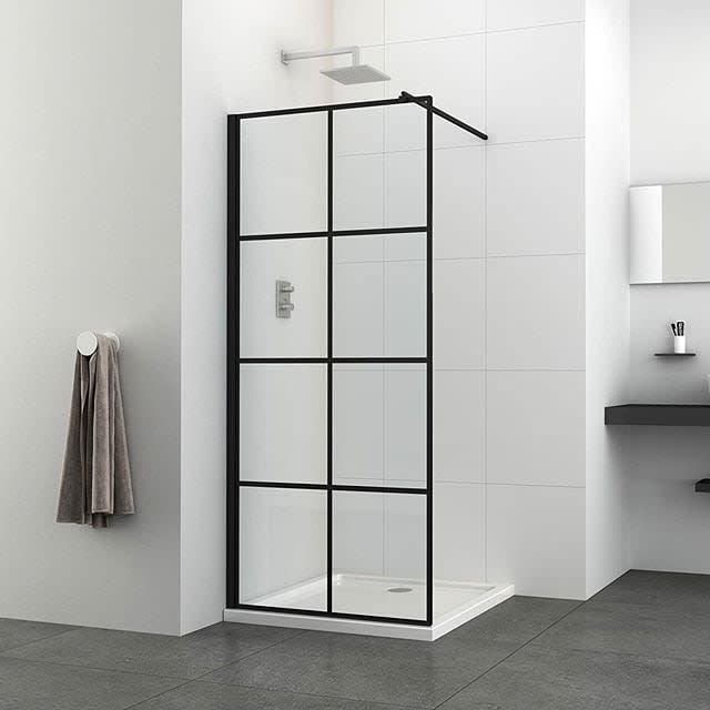 Glass partition doorless walk in shower