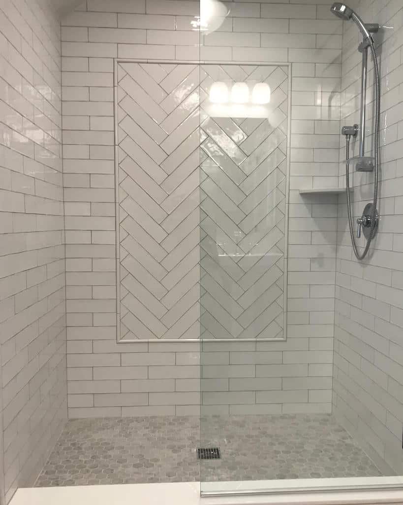 Glass partition doorless walk in shower