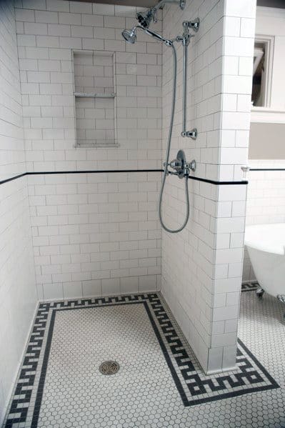 Simple doorless walk in shower ideas