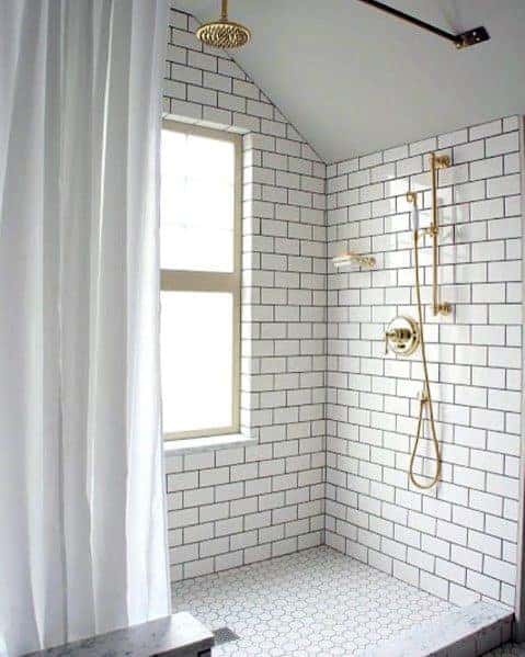 White doorless walk in shower ideas