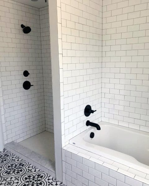 White doorless walk in shower ideas