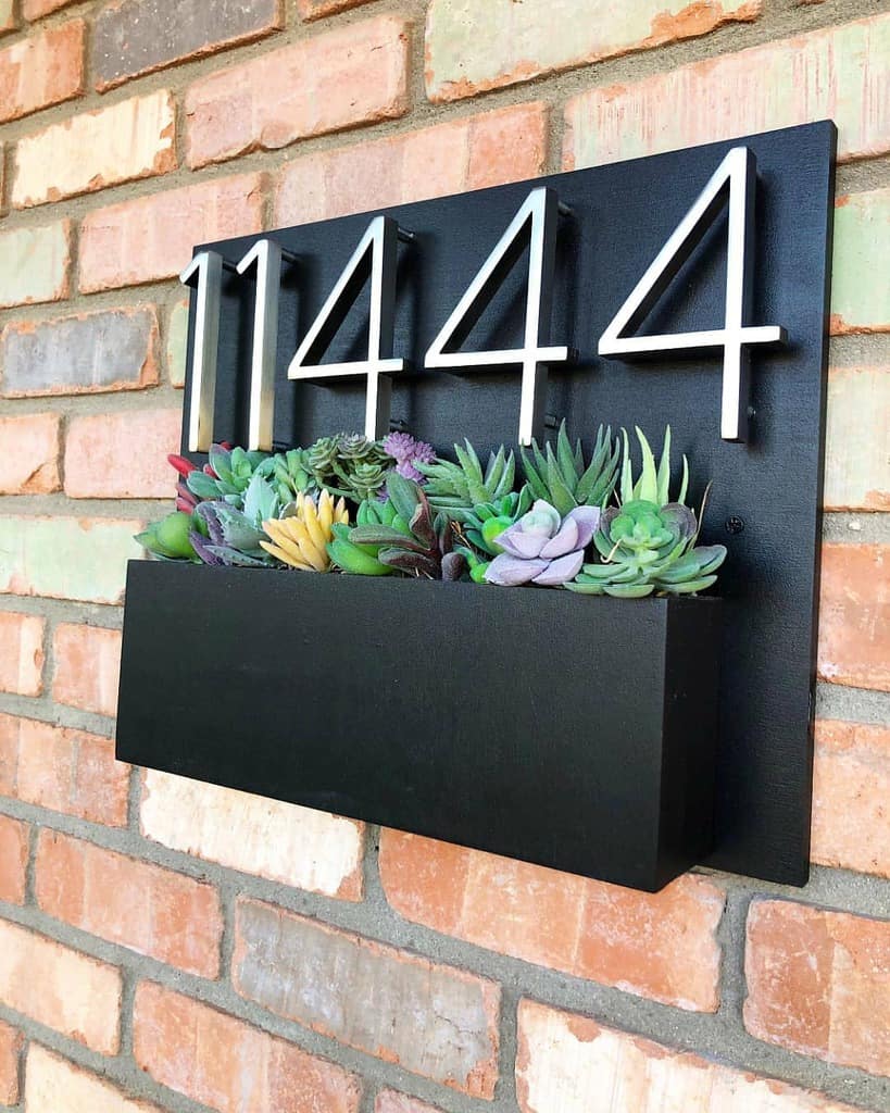 House number ideas with planter 
