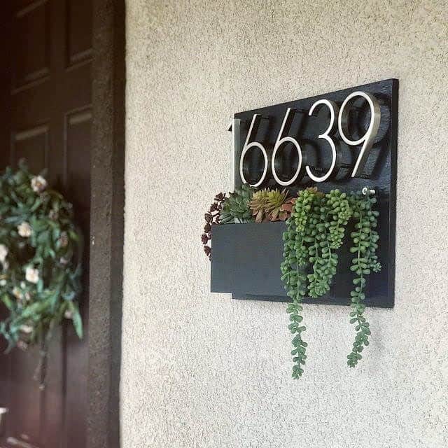 House number ideas with planter 