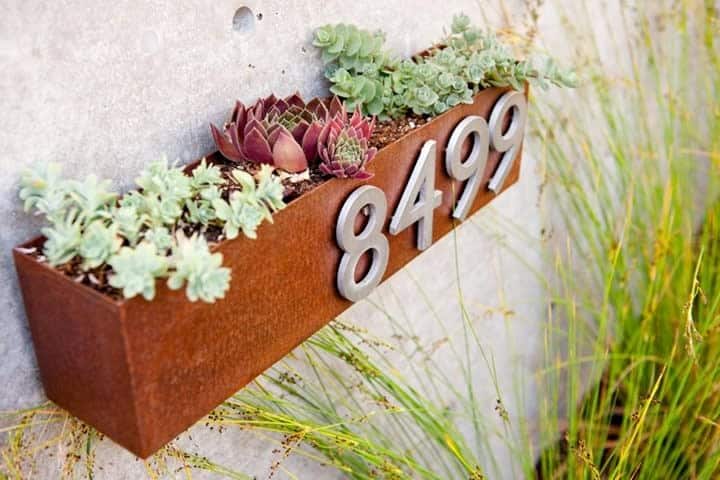 House number ideas with planter 