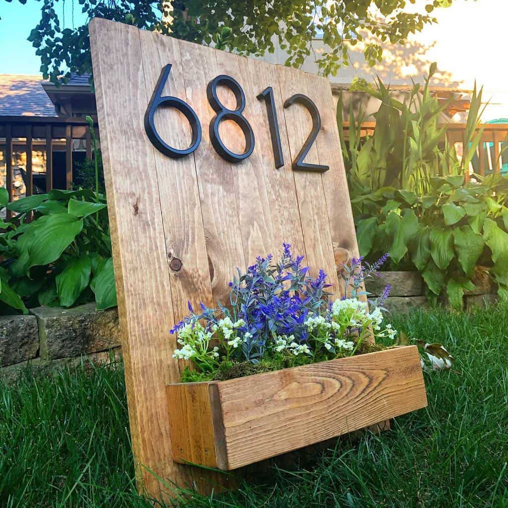 House number ideas with planter 