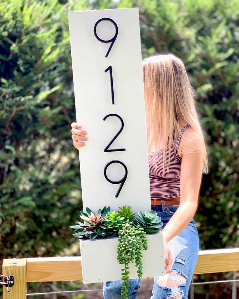 House number ideas with planter 