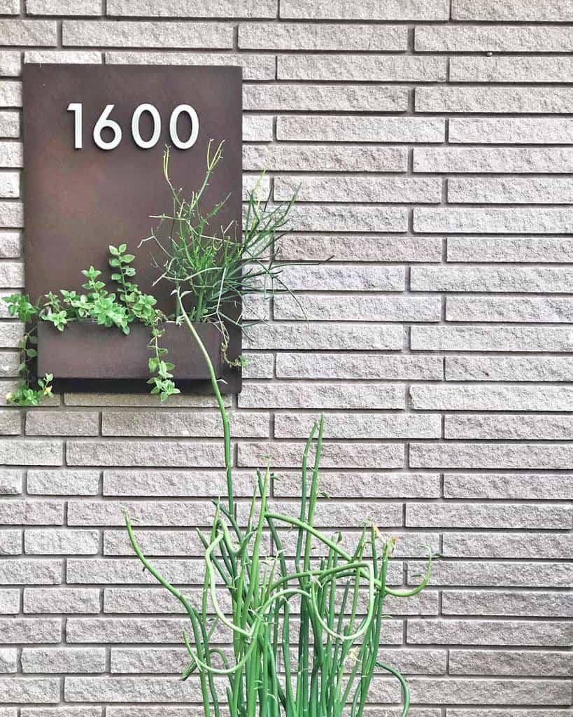 House number ideas with planter 
