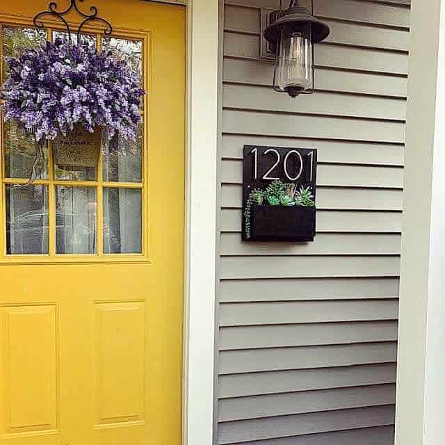 House number ideas with planter 