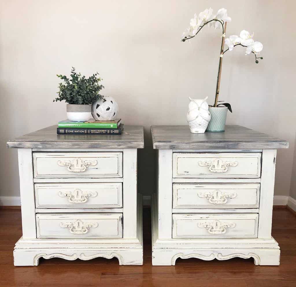 Rustic white nightstand
