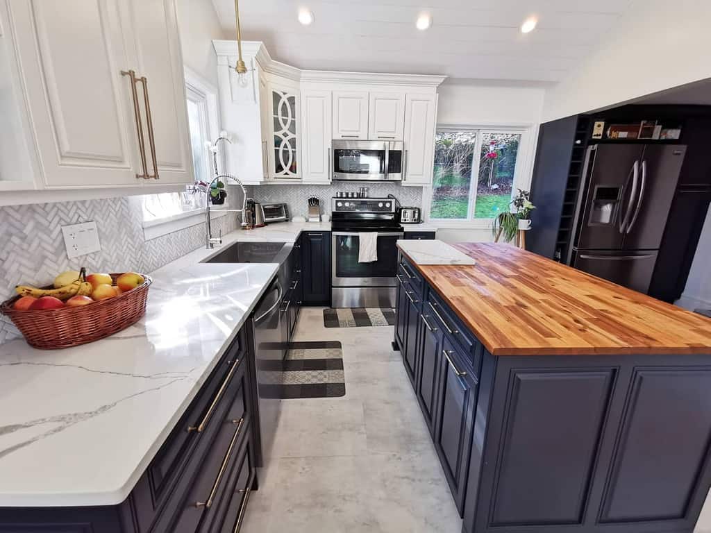 Wood and marble countertop