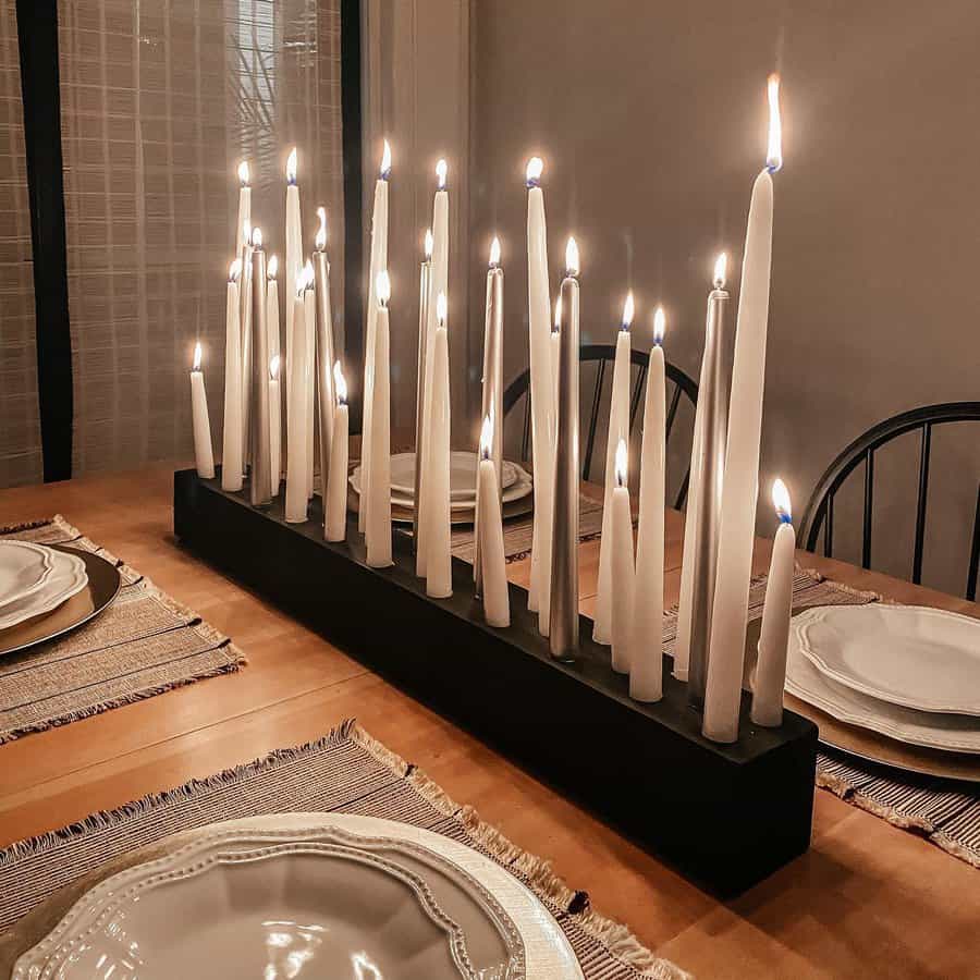 Candles on a dining table