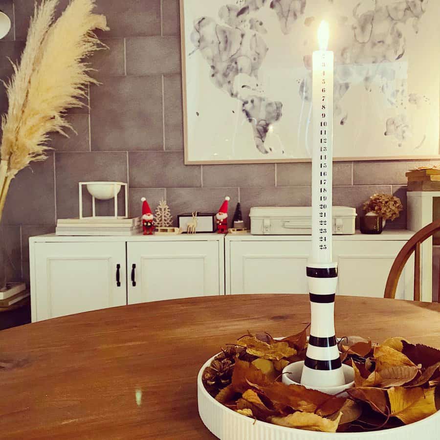 Candles on a dining table