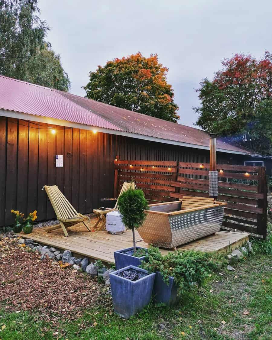 Asian zen outdoor bathtub