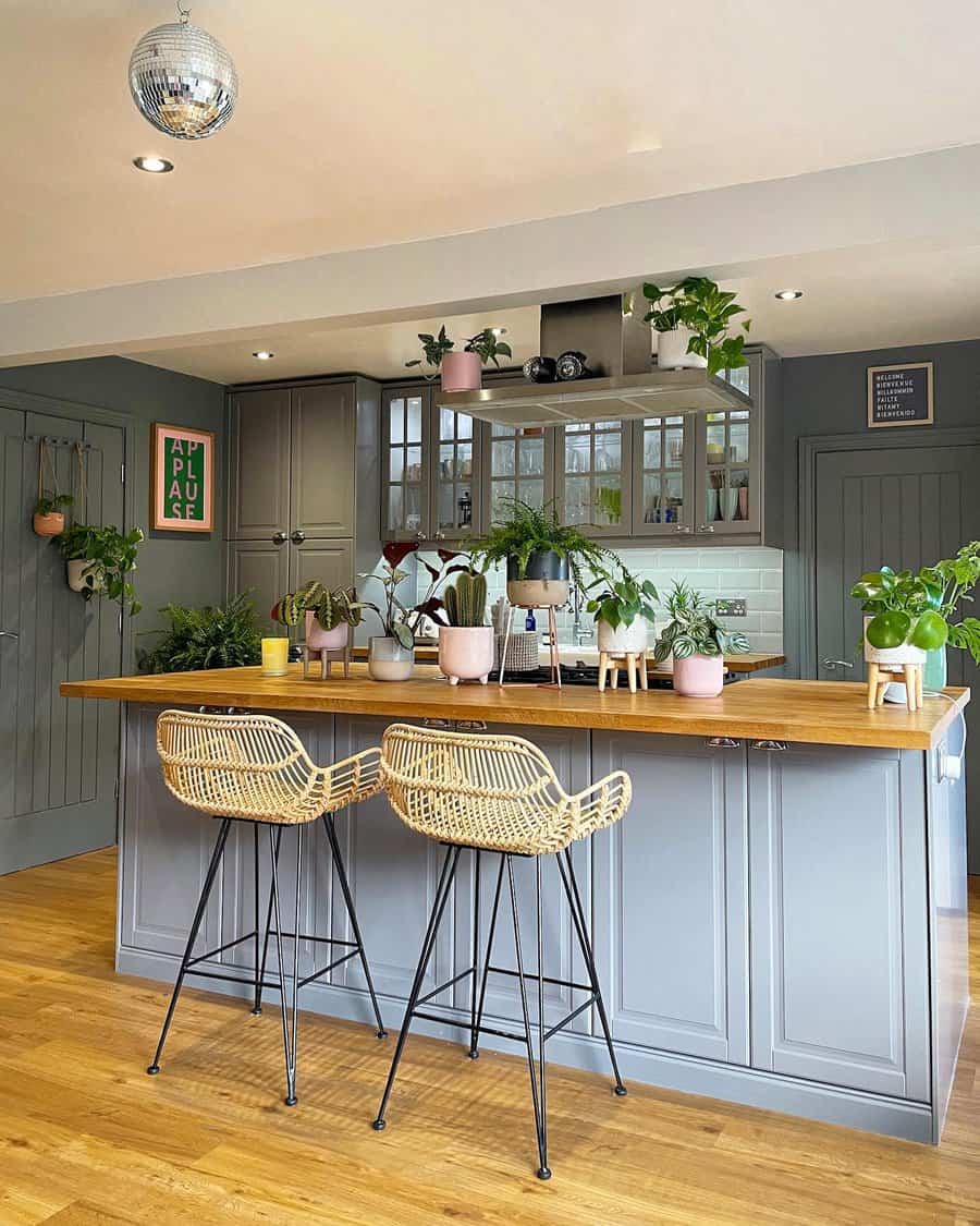 Bar Stool Design Kitchen Island Ideas with Seating -alexandralouisewu Kitchen island with wicker bar stools and plants