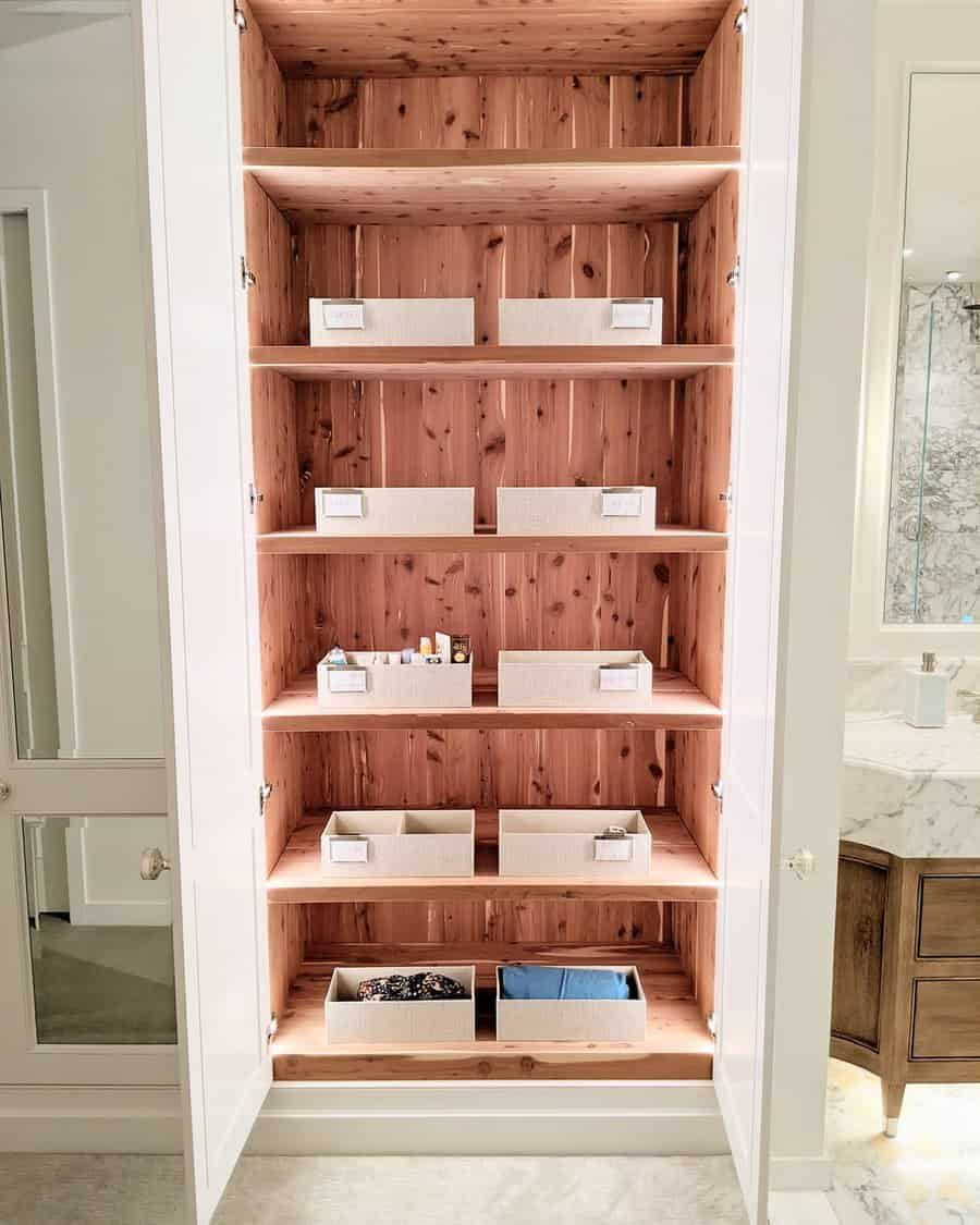 Bathroom closet shelves