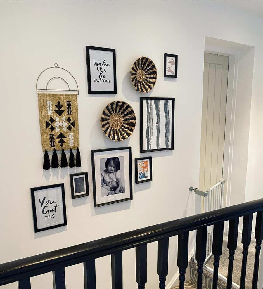 Wall collage with woven art