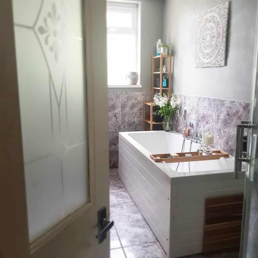 Bathroom door with frosted glass