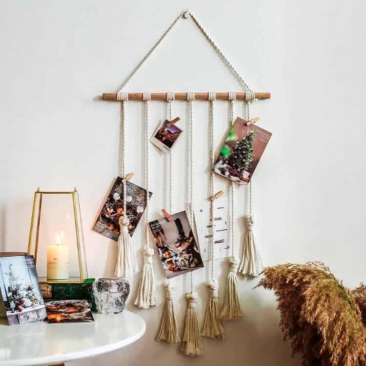 Macrame photo display