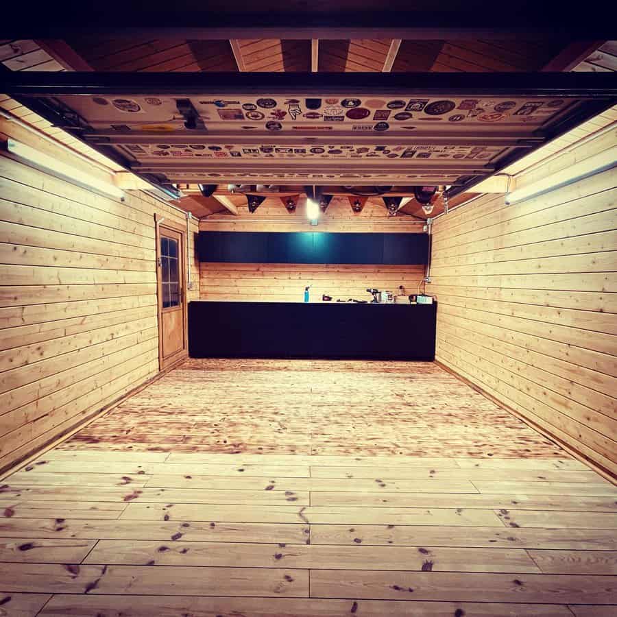 Hardwood garage floor