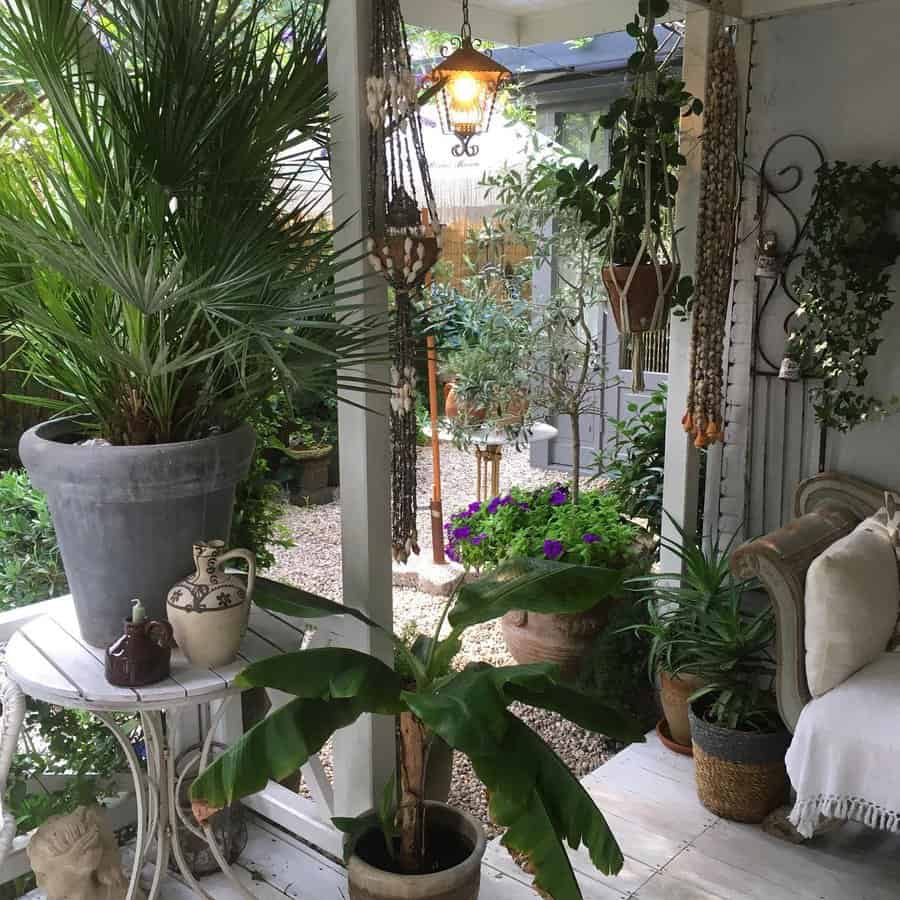 Patio with tropical plants