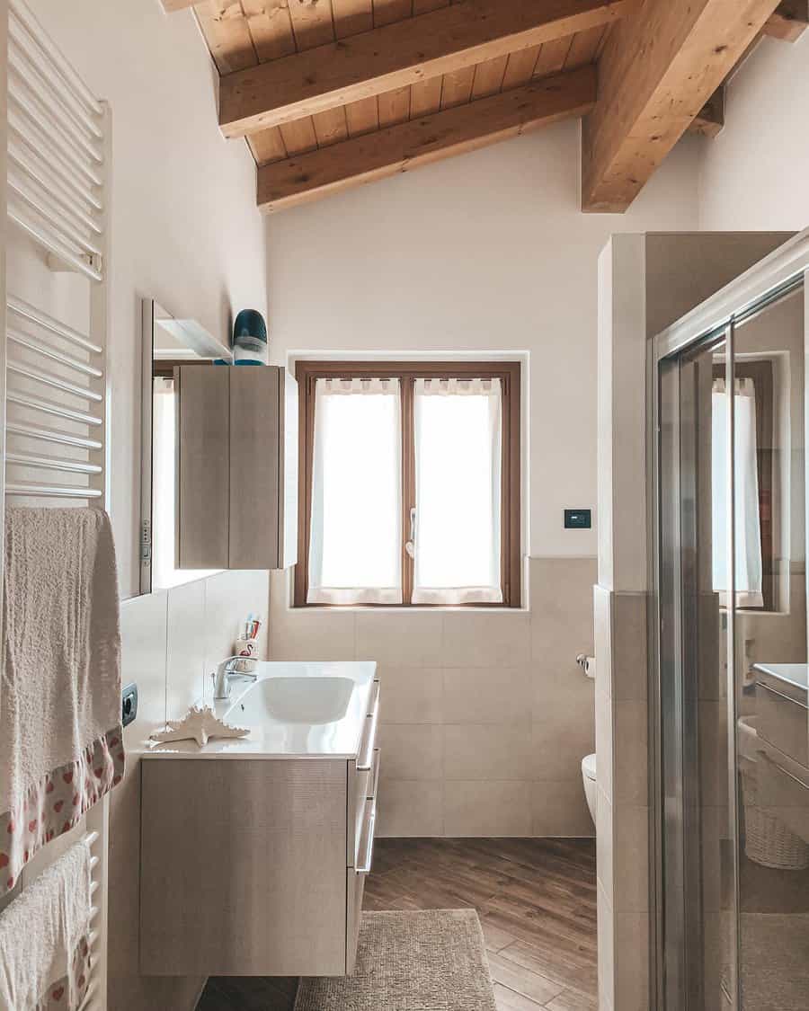 Wooden ceiling beams