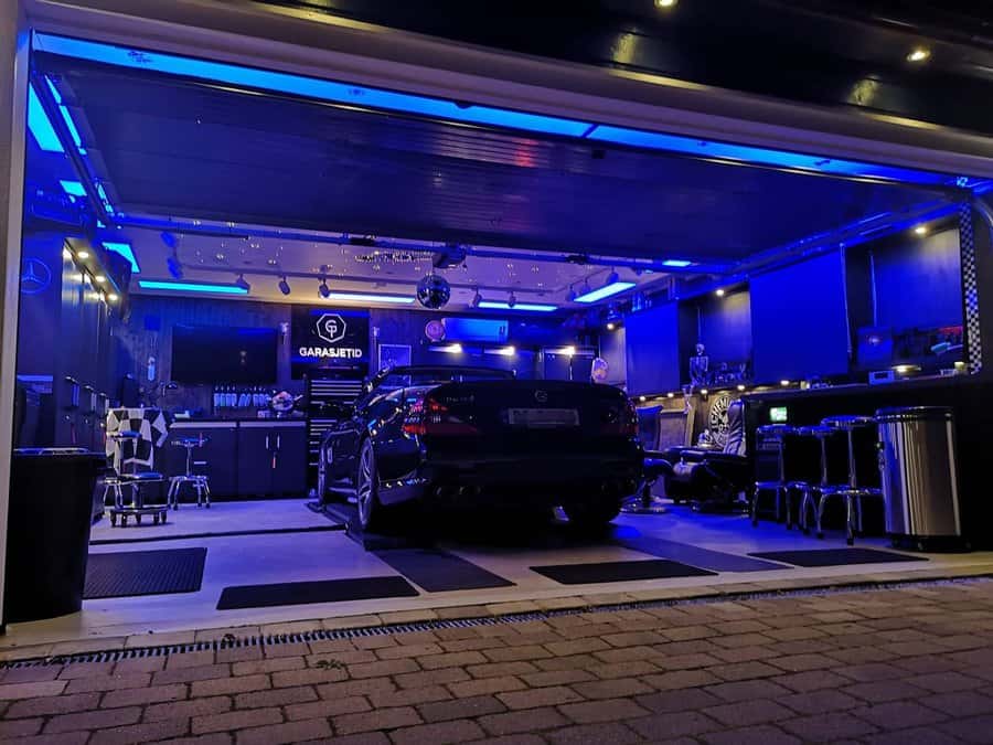 Minimalist garage man cave