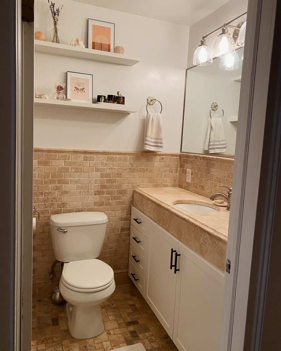 Beige brick wall accent