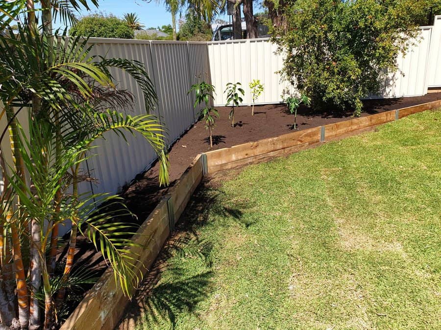 Wood plank garden edging