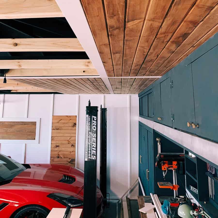 Wooden ceiling for garage