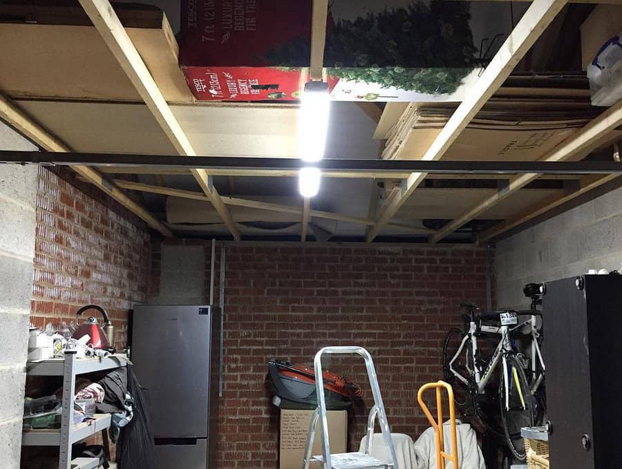 Unfinished garage ceiling