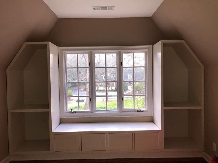 Attic bay window shelves