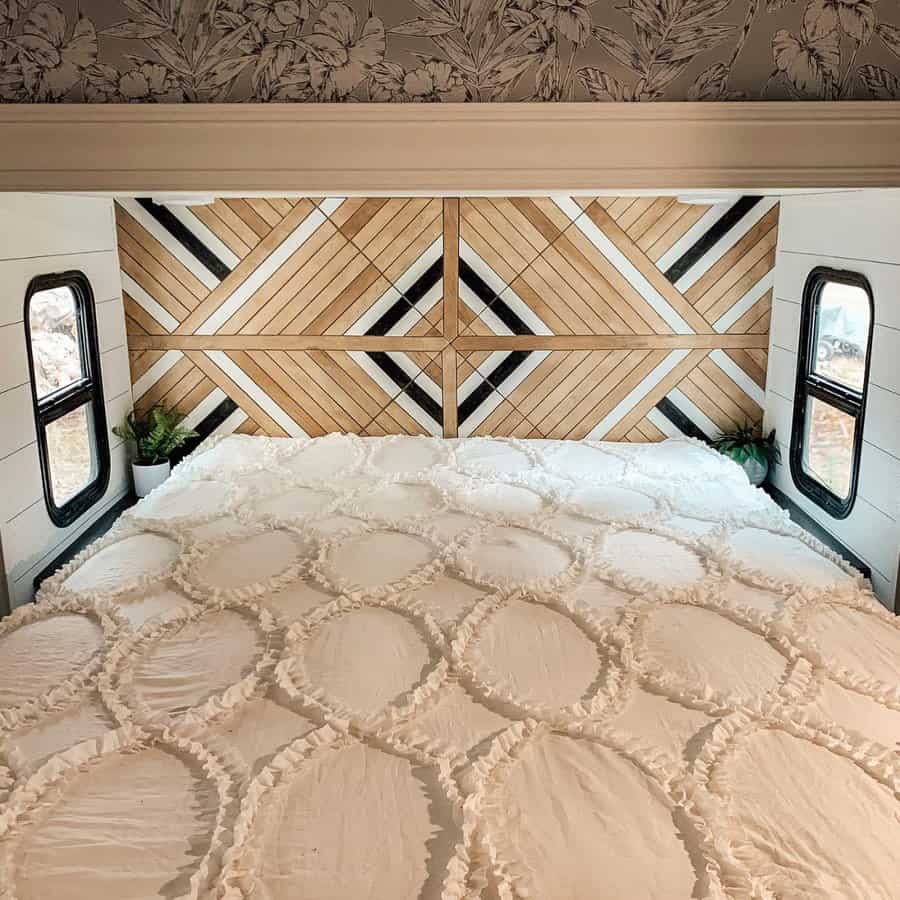 RV with wood headboard