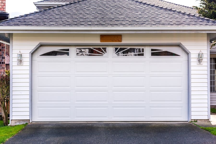 White Garage Door Ideas 3 Rustic house with white wooden garage door