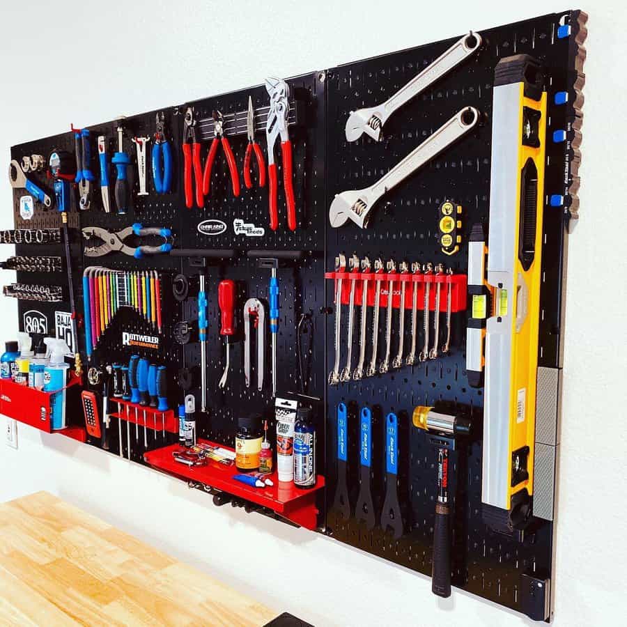 Black metal pegboard