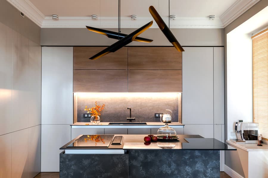 Modern Kitchen Island Pendant Lighting Ideas 3 Ultra modern kitchen with abstract lighting and textured details