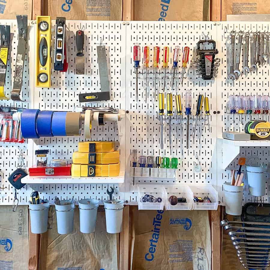 Pegboard with shelves