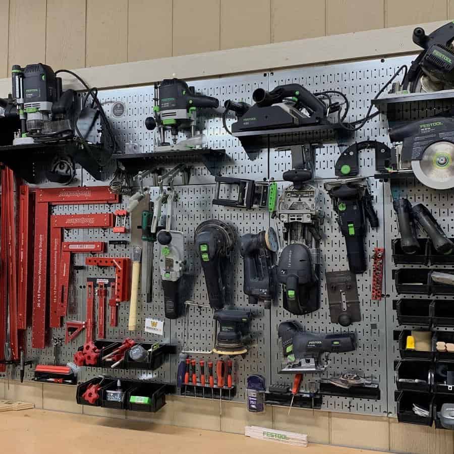 Pegboard with shelves