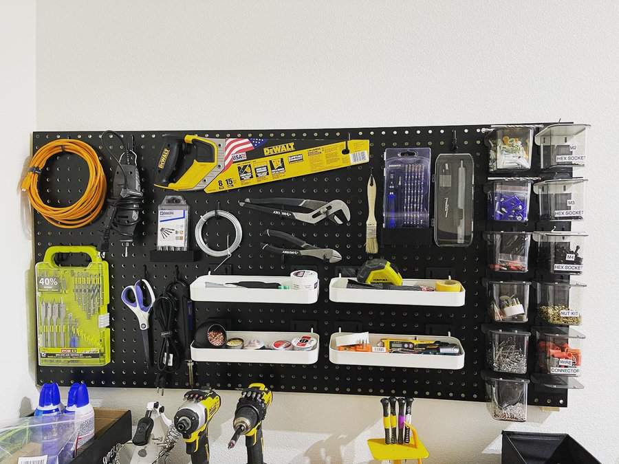 Pegboard with shelves