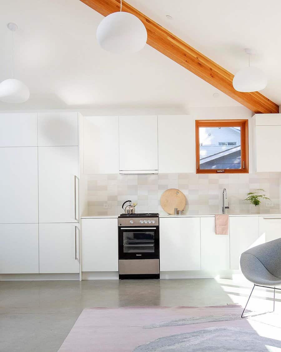 Minimalist white kitchen cabinets