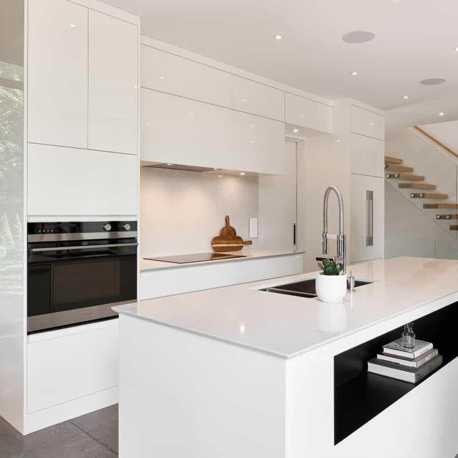 Modern high gloss white cabinets