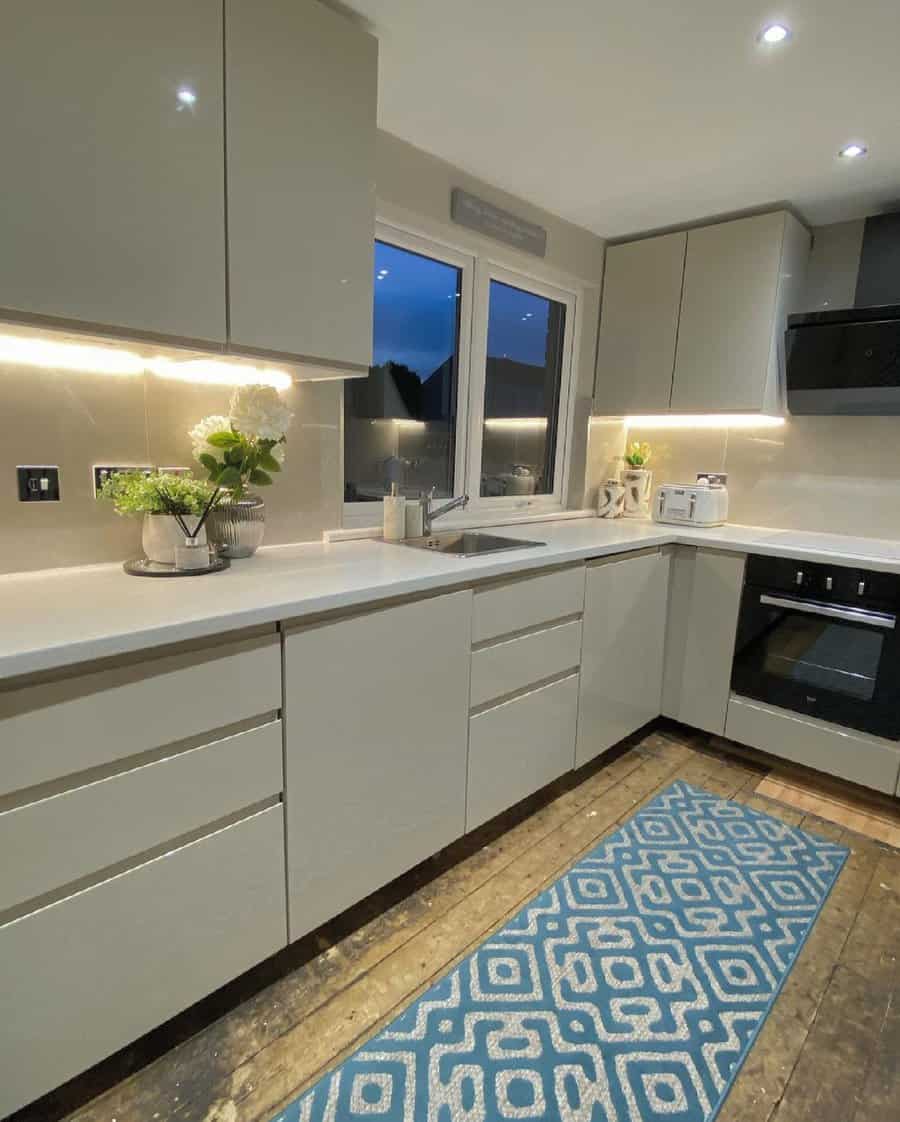 Modern high gloss white cabinets