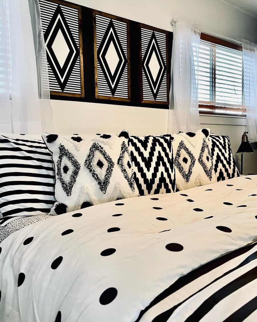 Black and white patterned throw pillows