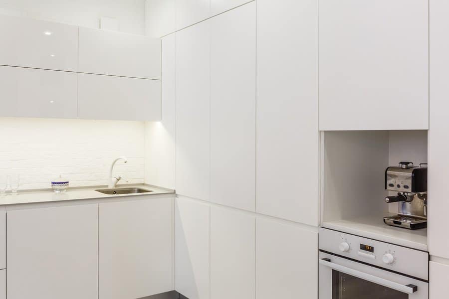 Modern high gloss white cabinets