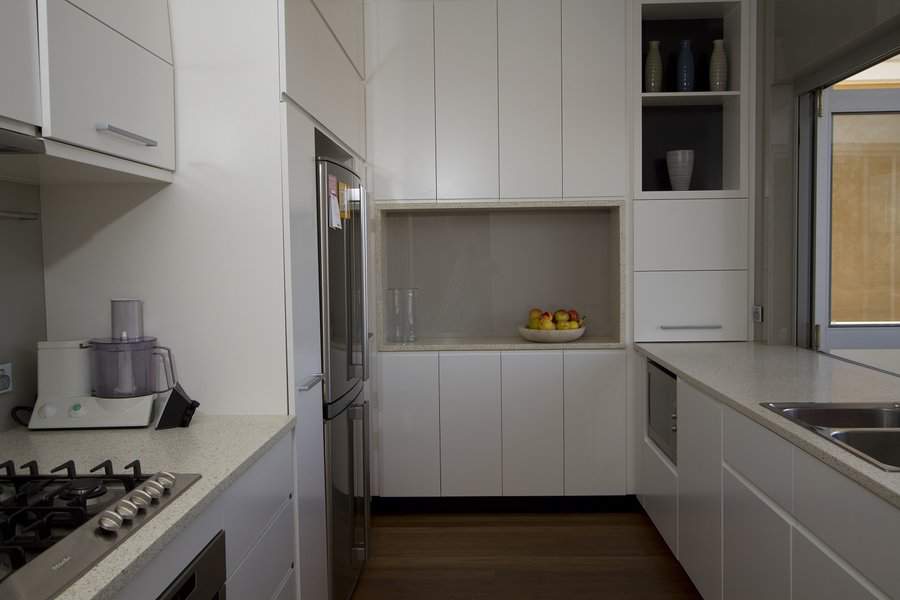 Modern high gloss white cabinets