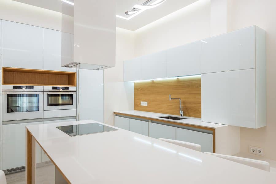 Modern high gloss white cabinets