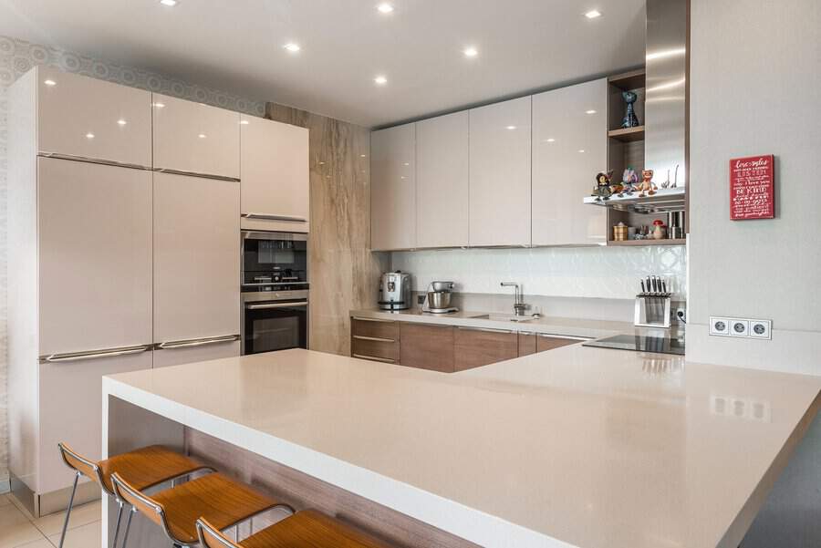 Modern high gloss white cabinets