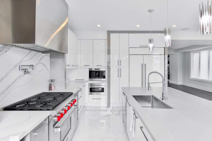 Modern high gloss white cabinets