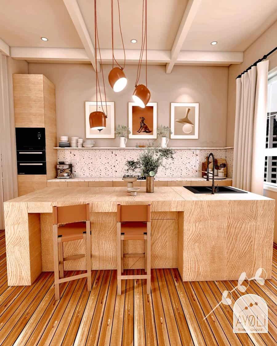 Kitchen backsplash with shelf