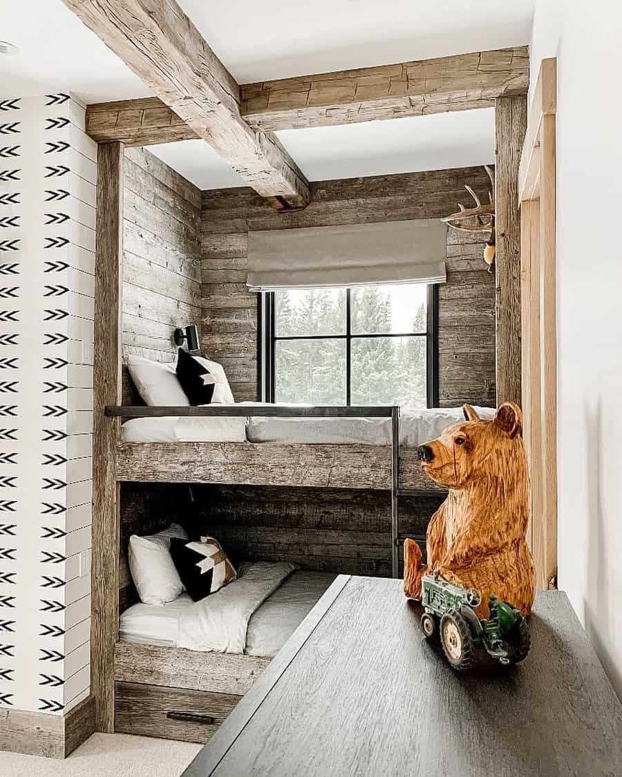 Farmhouse black and white bedroom